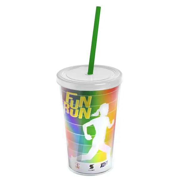 16 oz. Double-Wall Insulated Transparent Tumbler with Lid &amp; Straw... from ASI 40480 Koozie Group