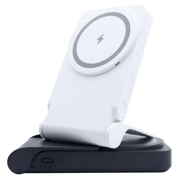 5,000mAh Battery. 5 Watts. MagSafe-enabled. Combination wireless charger + power bank.... from ASI 62124 iClick, Inc.