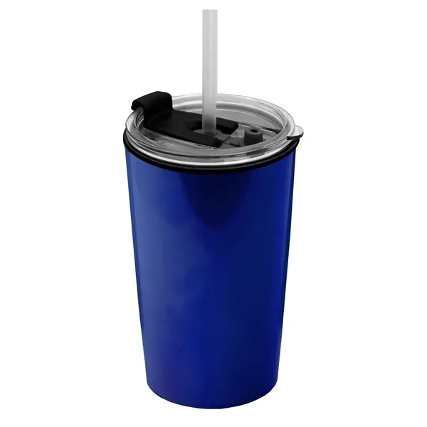 14 oz. Metallic Tumbler with 2-in-1 Flip and Straw lid. Top... from ASI 40480 Koozie Group