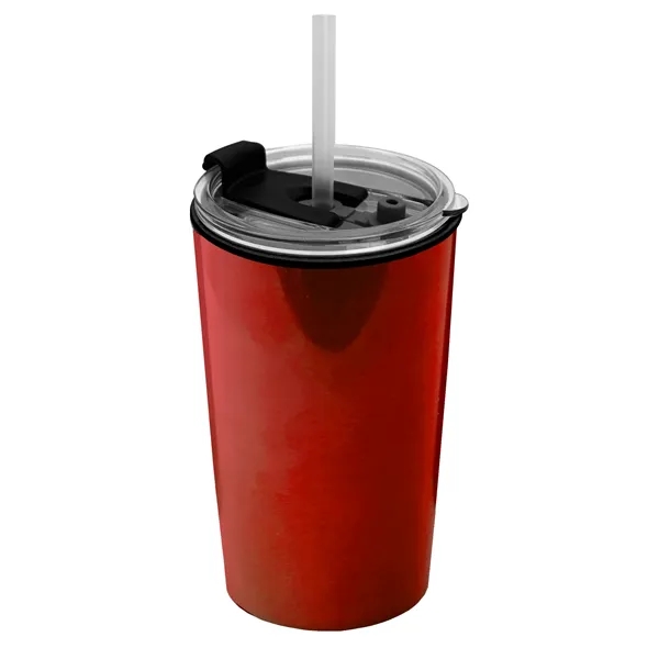 14 oz. Metallic Tumbler with 2-in-1 Flip and Straw lid. Top... from ASI 40480 Koozie Group
