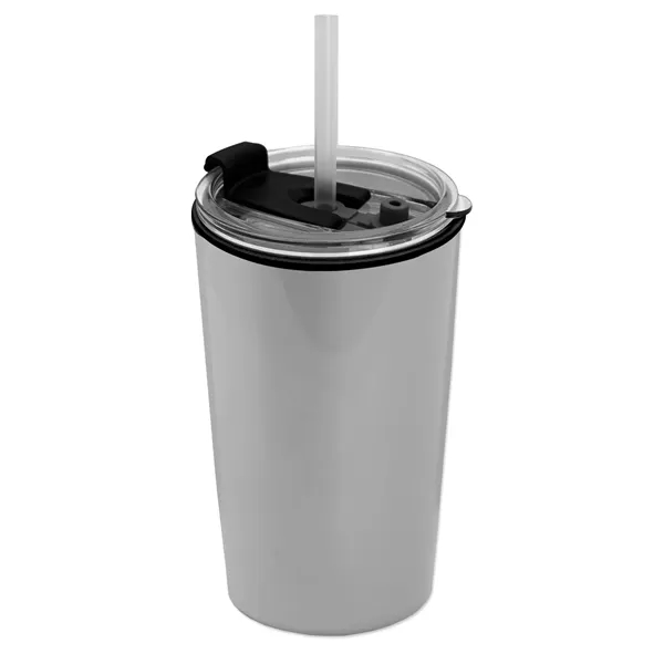 14 oz. Metallic Tumbler with 2-in-1 Flip and Straw lid. Top... from ASI 40480 Koozie Group