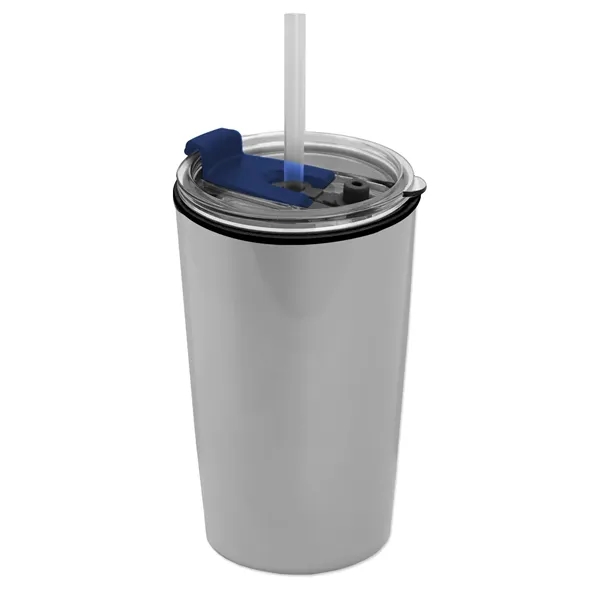 14 oz. Metallic Tumbler with 2-in-1 Flip and Straw lid. Top... from ASI 40480 Koozie Group