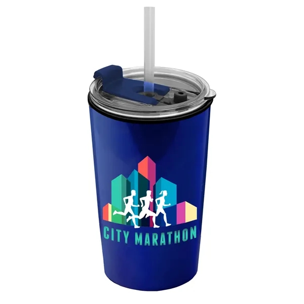 14 oz. Metallic Tumbler with 2-in-1 Flip and Straw lid. Top... from ASI 40480 Koozie Group