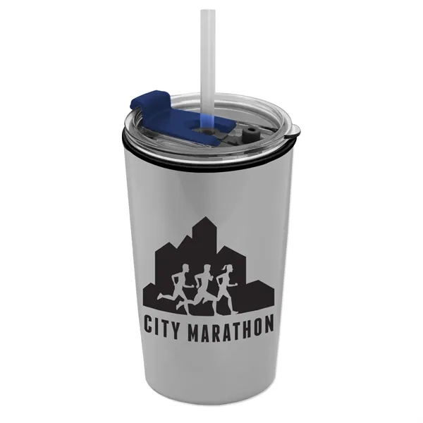14 oz. Metallic Tumbler with 2-in-1 Flip and Straw lid. Top... from ASI 40480 Koozie Group