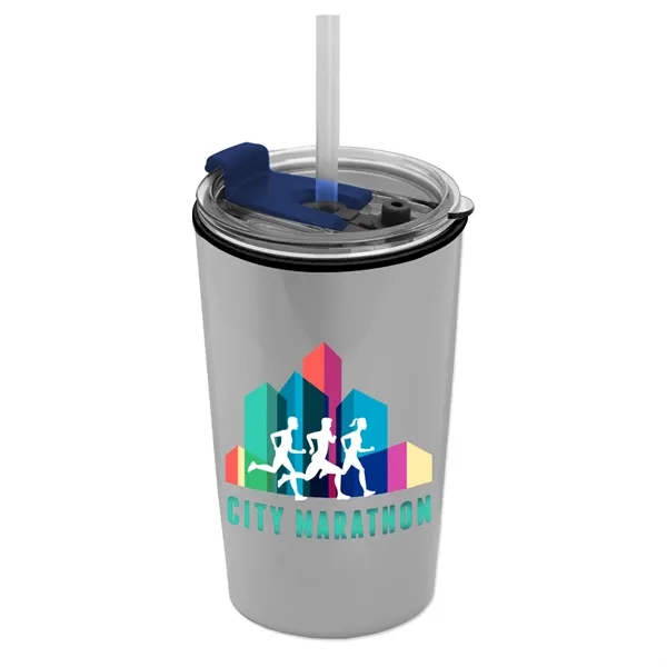 14 oz. Metallic Tumbler with 2-in-1 Flip and Straw lid. Top... from ASI 40480 Koozie Group