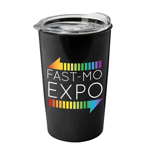 New 14 oz. Metalike Sentinel Tumbler with Clear Slide-Lid. Double-Wall Insulated... from ASI 40480 Koozie Group