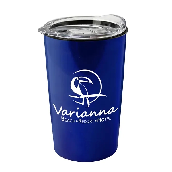New 14 oz. Metalike Sentinel Tumbler with Clear Slide-Lid. Double-Wall Insulated... from ASI 40480 Koozie Group