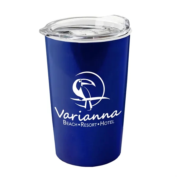 New 14 oz. Metalike Sentinel Tumbler with Clear Slide-Lid. Double-Wall Insulated... from ASI 40480 Koozie Group
