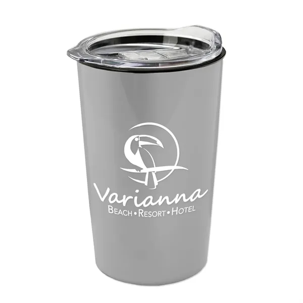 New 14 oz. Metalike Sentinel Tumbler with Clear Slide-Lid. Double-Wall Insulated... from ASI 40480 Koozie Group