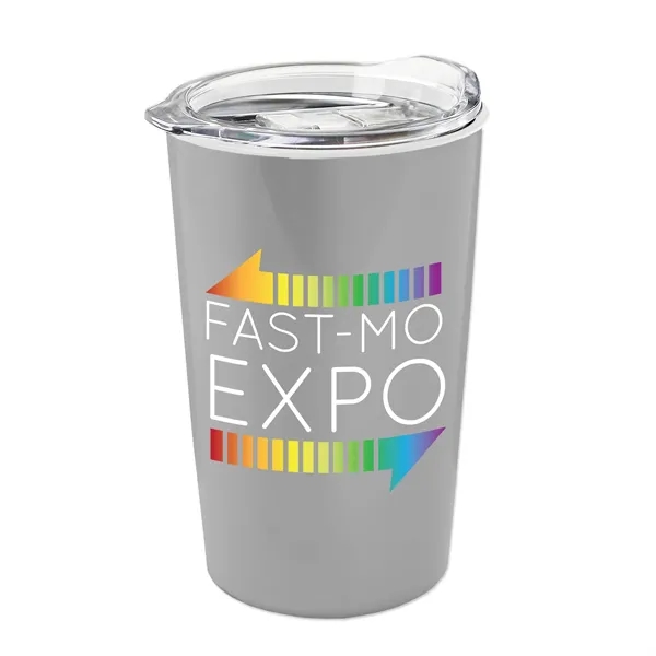 New 14 oz. Metalike Sentinel Tumbler with Clear Slide-Lid. Double-Wall Insulated... from ASI 40480 Koozie Group