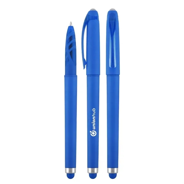 Plunger action pen with a stylus on top and gel ink.... from ASI 52840 Evans Manufacturing