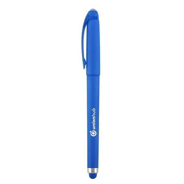 Plunger action pen with a stylus on top and gel ink.... from ASI 52840 Evans Manufacturing