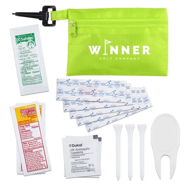 Golf first aid kit in a zip tote with clip for... from ASI 52840 Evans Manufacturing