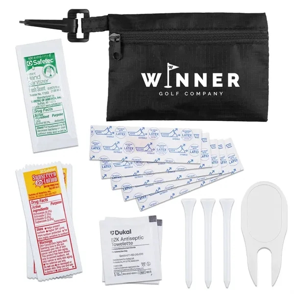 Golf first aid kit in a zip tote with clip for... from ASI 52840 Evans Manufacturing