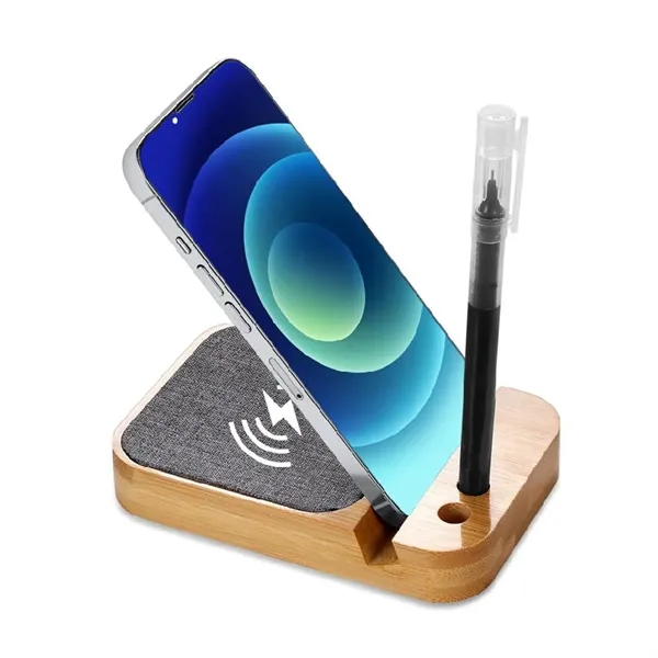 15W wireless charging desk organizer with cable kit made of bamboo... from ASI 37218 Athena Promo (tm)