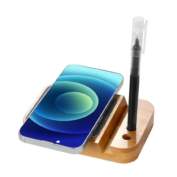 15W wireless charging desk organizer with cable kit made of bamboo... from ASI 37218 Athena Promo (tm)