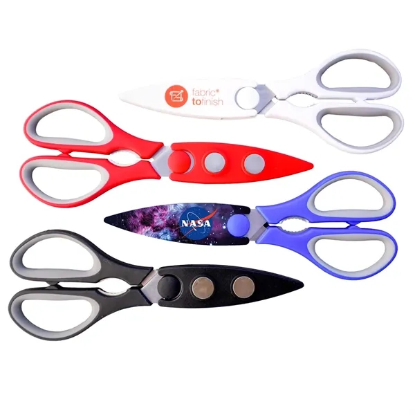 Stainless steel construction scissor, serrated edge blades. Magnetic plastic blade sheath.... from ASI 34040 Alexander Mfg Co / Alexander MC