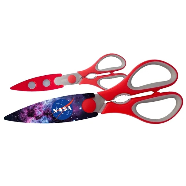 Stainless steel construction scissor, serrated edge blades. Magnetic plastic blade sheath.... from ASI 34040 Alexander Mfg Co / Alexander MC