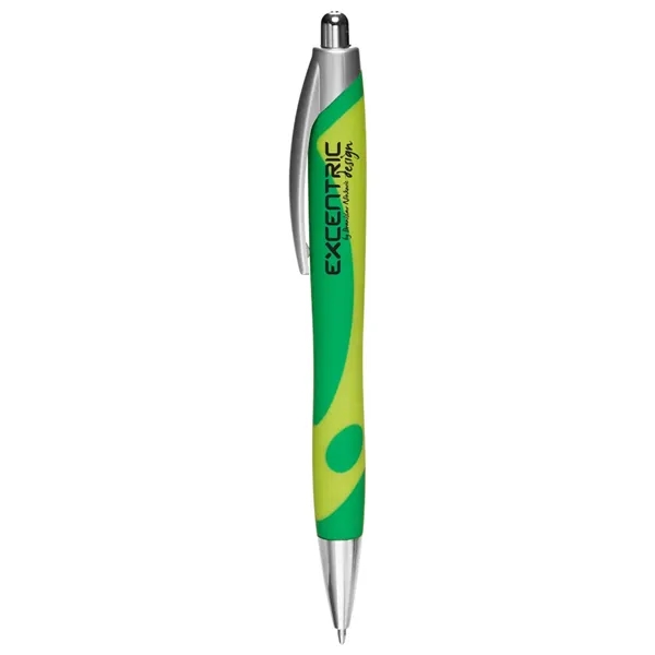 Rubber barrel pen with groovy design.... from ASI 39552 BEL Promo