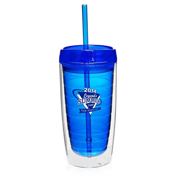 Econo 16 oz. double wall tumbler with lid and straw.... from ASI 39552 BEL Promo