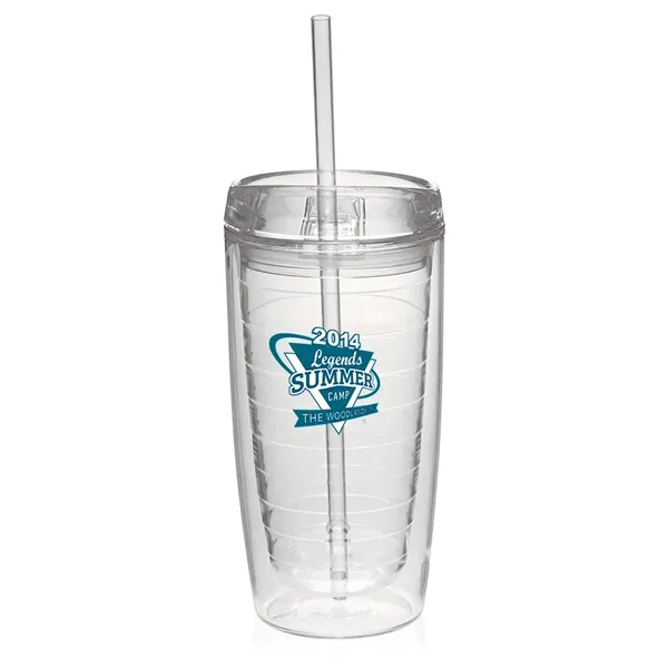Econo 16 oz. double wall tumbler with lid and straw.... from ASI 39552 BEL Promo