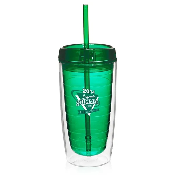 Econo 16 oz. double wall tumbler with lid and straw.... from ASI 39552 BEL Promo