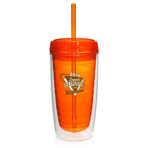 Econo 16 oz. double wall tumbler with lid and straw.... from ASI 39552 BEL Promo