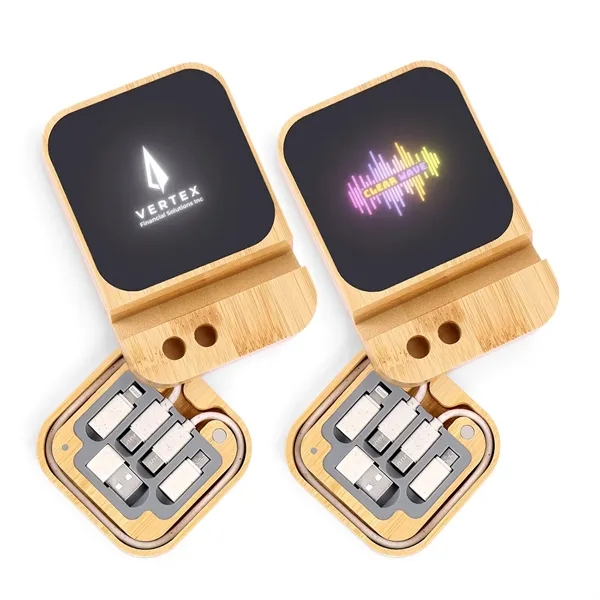 All-in-one 15w wireless charger cable kit with light-up logo with imprint... from ASI 37218 Athena Promo (tm)