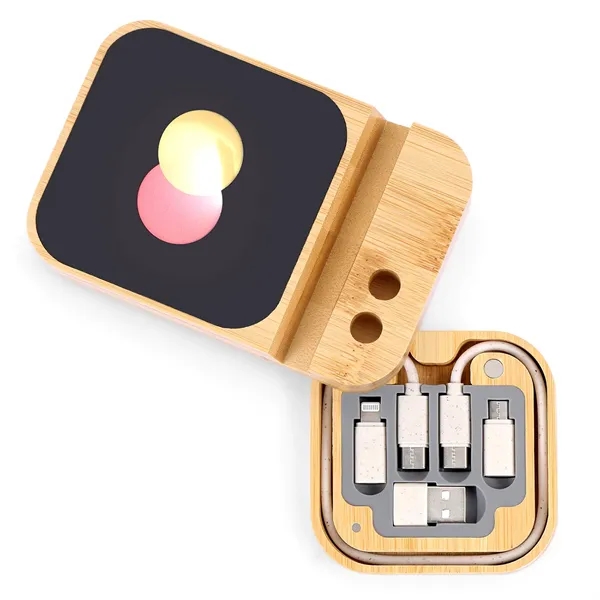 All-in-one 15w wireless charger cable kit with light-up logo with imprint... from ASI 37218 Athena Promo (tm)