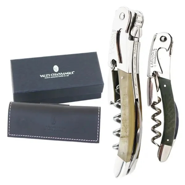 Item #3432 Laguiole Tradition® Two-Lever Waiter's Corkscrew, Ram Horn