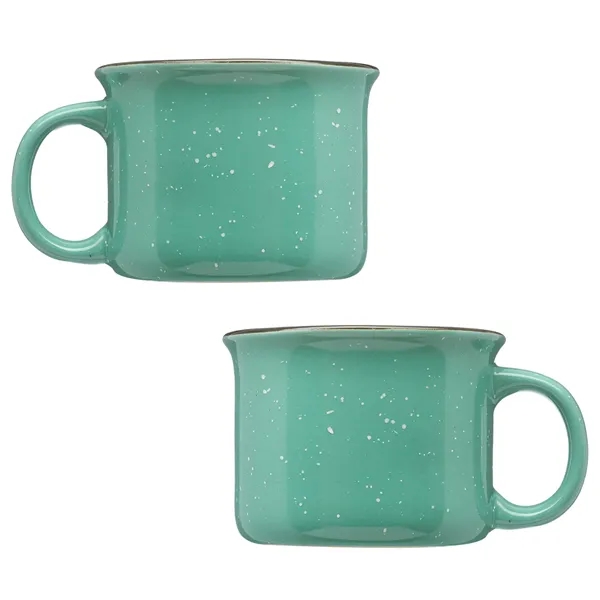 Tin cup style speckled ceramic coffee mug of 7.5 oz capacity... from ASI 37218 Athena Promo (tm)