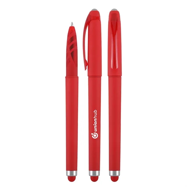 Plunger action pen with a stylus on top and gel ink.... from ASI 52840 Evans Manufacturing