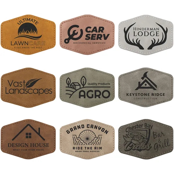 3.5" x 2.5" x 1/16" Hexagon PU Creekside leatherette garment patch.... from ASI 74601 Calico