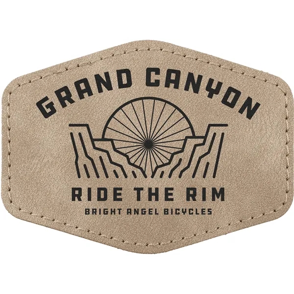 3.5" x 2.5" x 1/16" Hexagon PU Creekside leatherette garment patch.... from ASI 74601 Calico