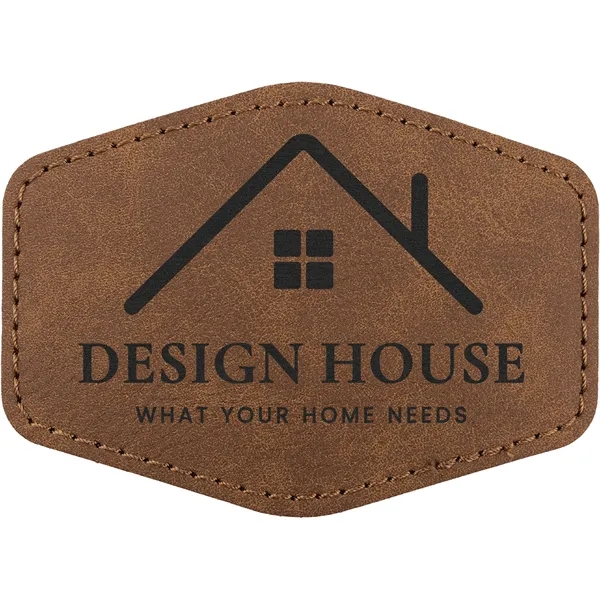 3.5" x 2.5" x 1/16" Hexagon PU Creekside leatherette garment patch.... from ASI 74601 Calico