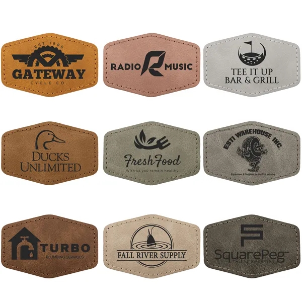 3" x 2" Creekside hexagonal PU leatherette garment patch.... from ASI 74601 Calico