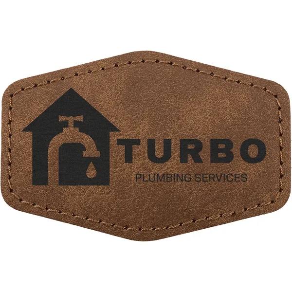 3" x 2" Creekside hexagonal PU leatherette garment patch.... from ASI 74601 Calico