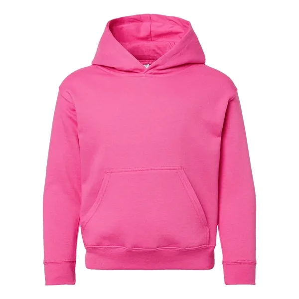 Youth pullover hooded sweatshirt made of 60/40 cotton/polyester fleece with coverstitched... from ASI 84358 S&S Activewear
