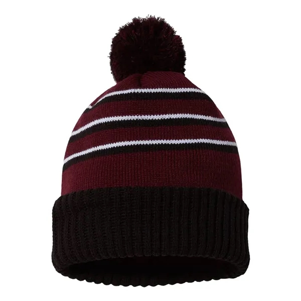Richardson Stripe Pom Beanie With Cuff... from ASI 84358 S&S Activewear