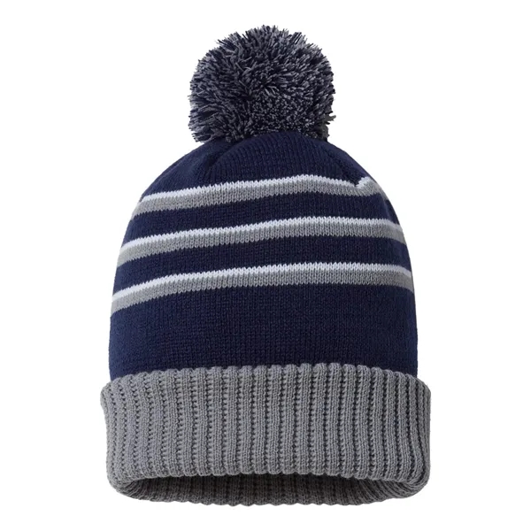Richardson Stripe Pom Beanie With Cuff... from ASI 84358 S&S Activewear