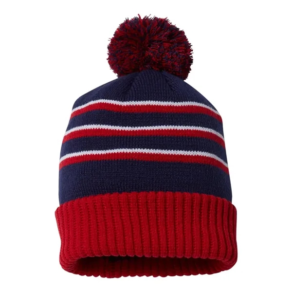 Richardson Stripe Pom Beanie With Cuff... from ASI 84358 S&S Activewear