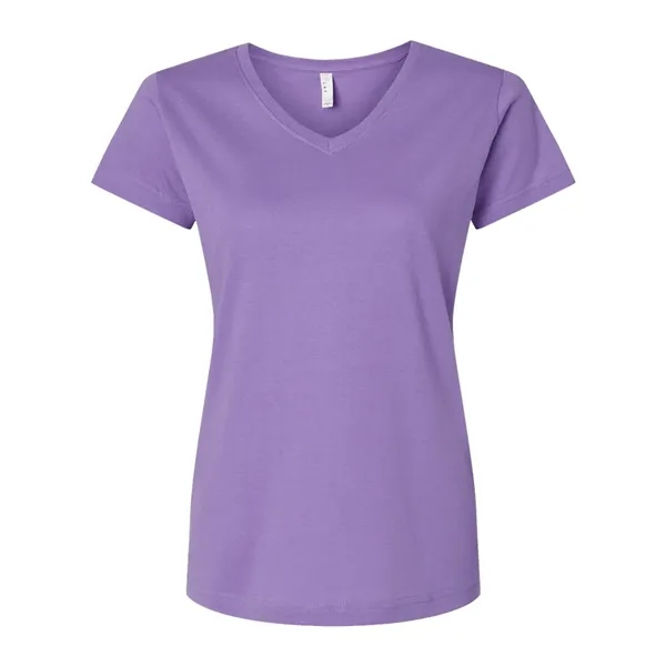 Women's fine jersey longer length V-neck T-shirt. Blank product.... from ASI 84358 S&S Activewear
