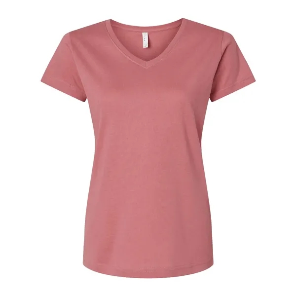 Women's fine jersey longer length V-neck T-shirt. Blank product.... from ASI 84358 S&S Activewear