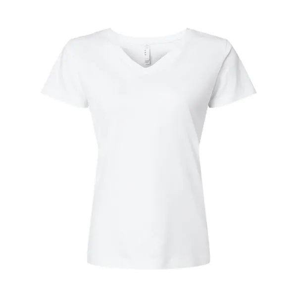 Women's fine jersey longer length V-neck T-shirt. Blank product.... from ASI 84358 S&S Activewear