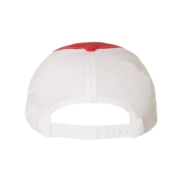 Washed trucker cap with a cotton front, mesh back, snapback closure,... from ASI 84358 S&S Activewear
