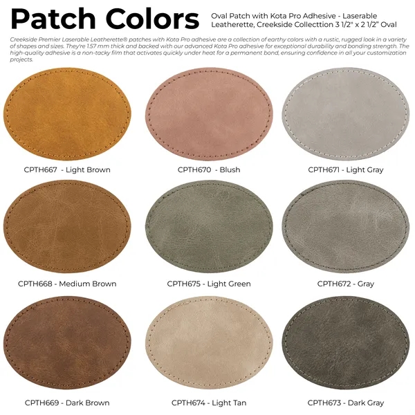 3.5" x 2.5" x 1/16" Hexagon PU Creekside leatherette garment patch.... from ASI 74601 Calico