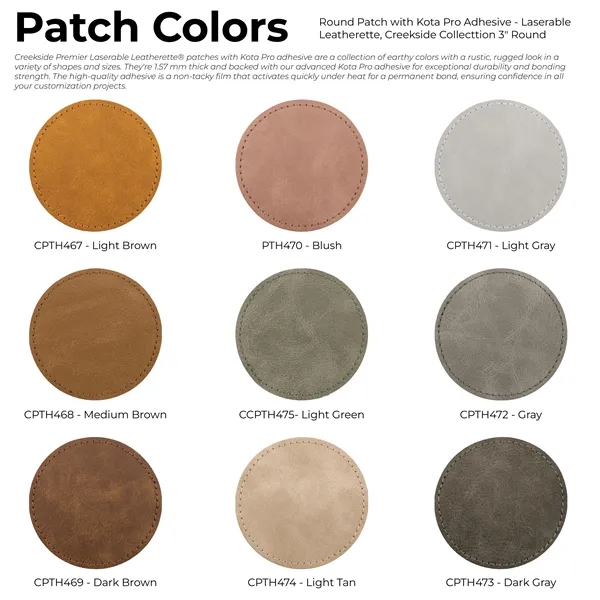 3" Round PU Creekside leatherette garment patch.... from ASI 74601 Calico