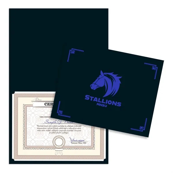 Linen certificate holder that's scored for easy folding and able to... from ASI 54040 Fey Promo