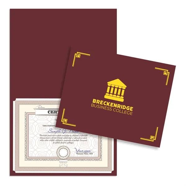 Linen certificate holder that's scored for easy folding and able to... from ASI 54040 Fey Promo