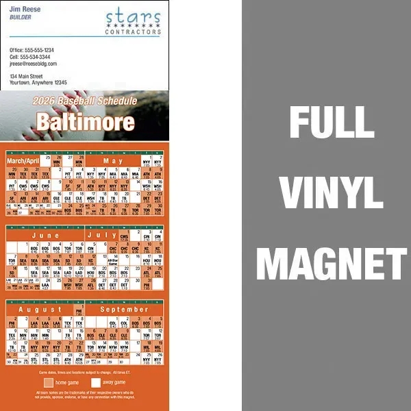 Pro Baseball Schedule Full/Vinyl Magnet 14 Mil... from ASI 46719 Corner Lot Marketing Inc / CLMPromotions